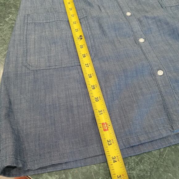 Old Navy Shirt Dress Chambray 100% Cotton Roll Tab sz M Pockets Western Coastal - Picture 12 of 15
